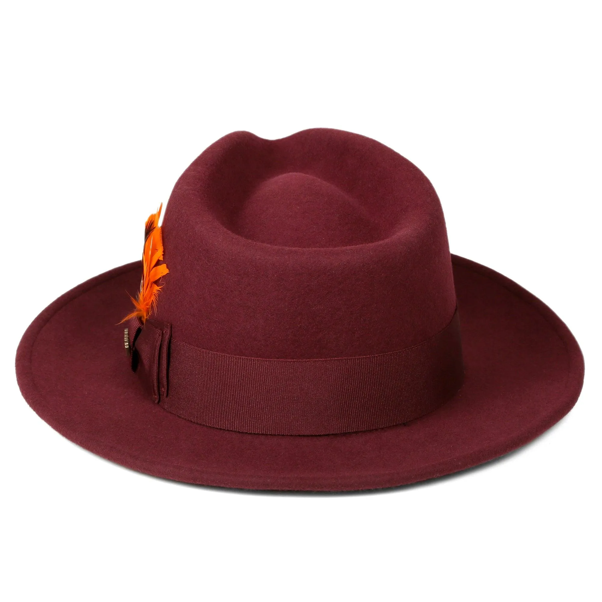 Crushable Burgundy 100% Australian Wool Fedora Hat