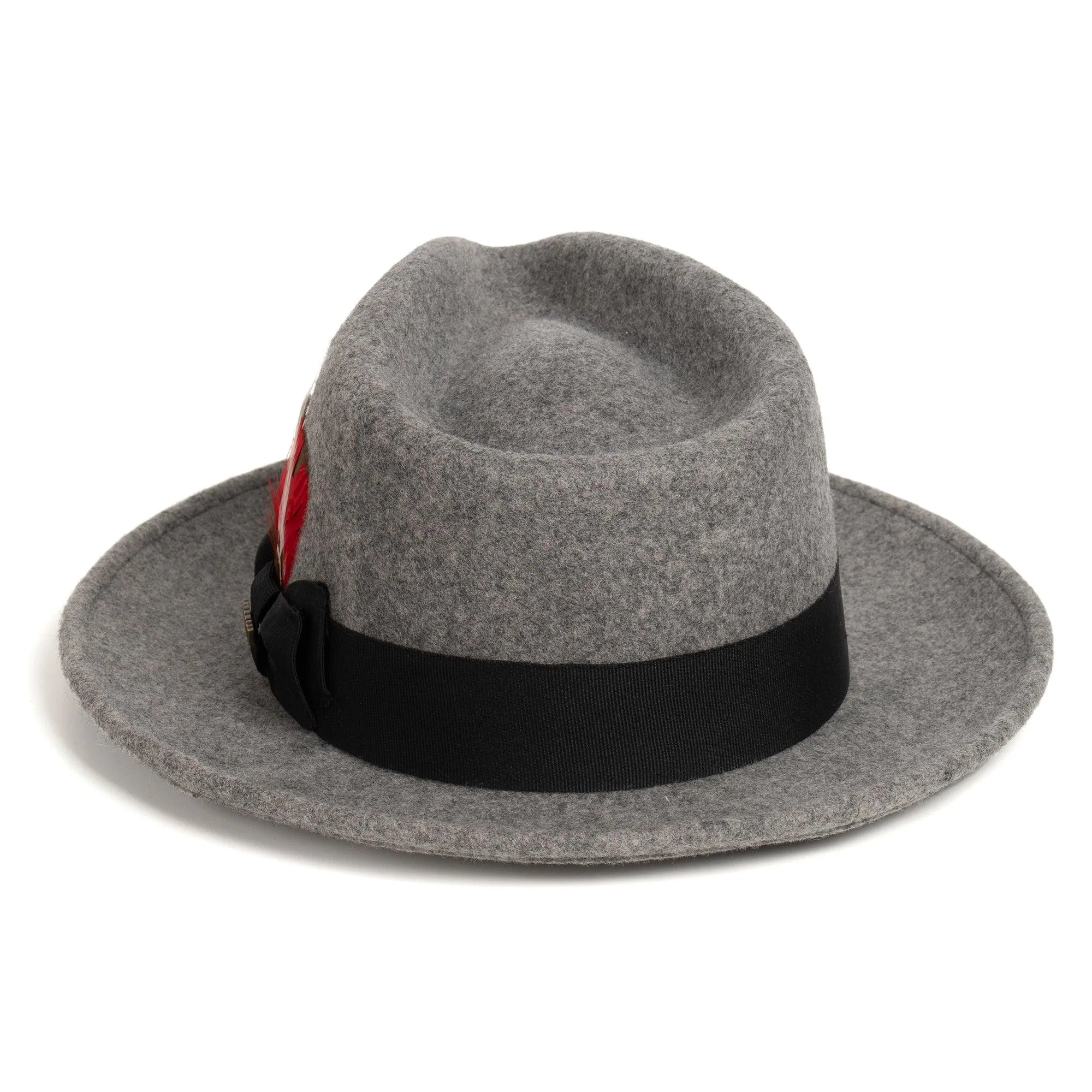 Crushable Grey Melange 100% Australian Wool Fedora Hat