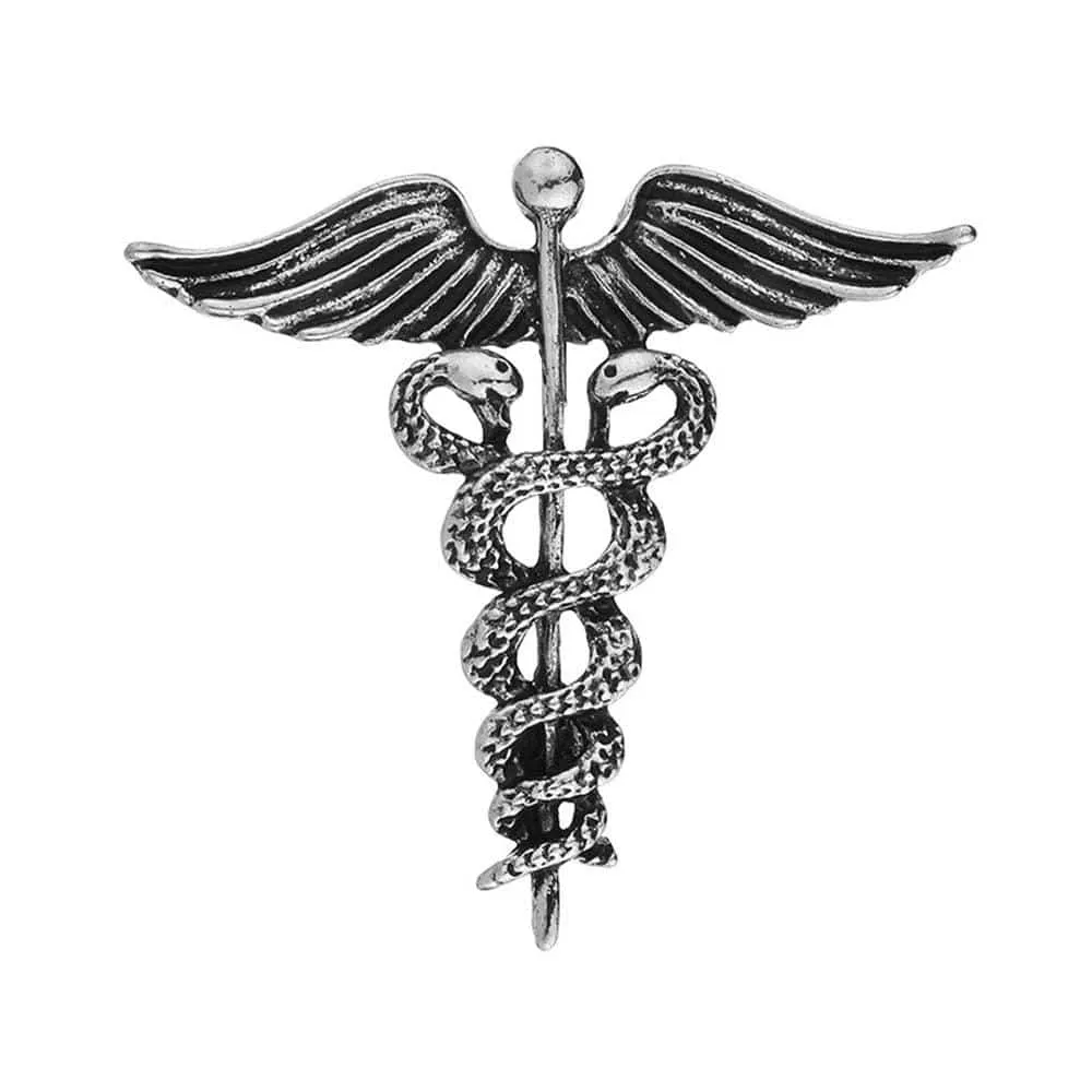 Crystal Caduceus Pins Badge Brooches Lapel Pin Medicine Symbol Jewelry Gifts For Nurse Doctor Medical Students Enamel Brooch Pin