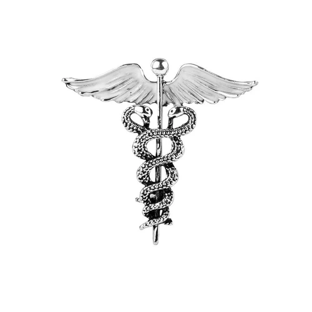 Crystal Caduceus Pins Badge Brooches Lapel Pin Medicine Symbol Jewelry Gifts For Nurse Doctor Medical Students Enamel Brooch Pin