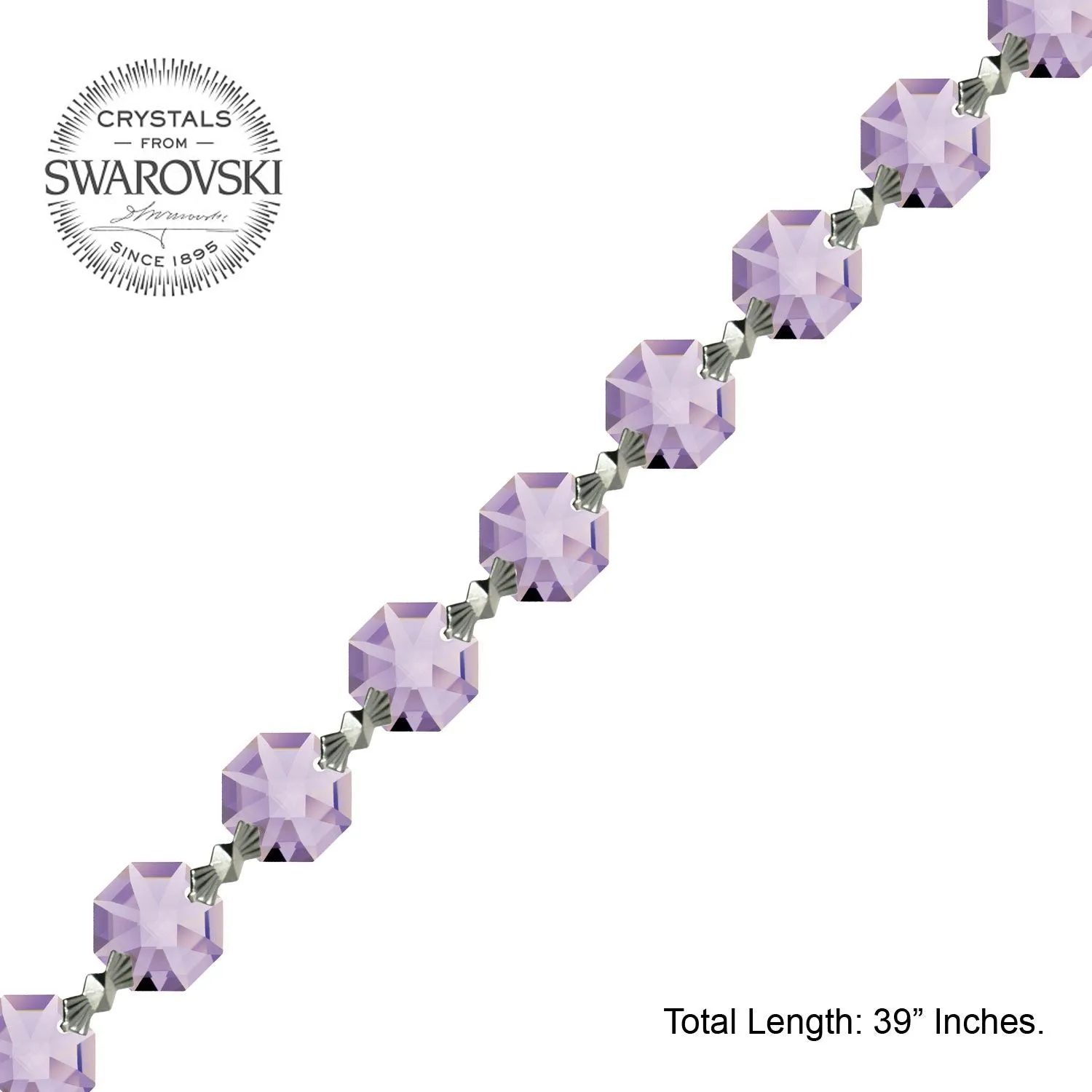 Crystal Garland Swarovski Strass Lilac Octagon Lily Prisms Crystal Strand