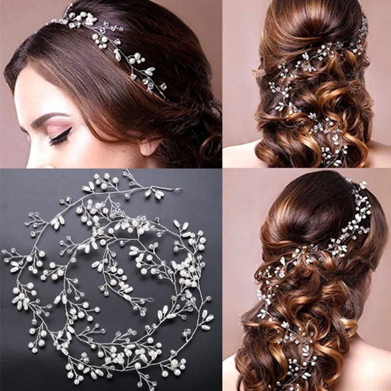 Crystal Pearl Hair Belt Wedding Bridal Hair Ornaments