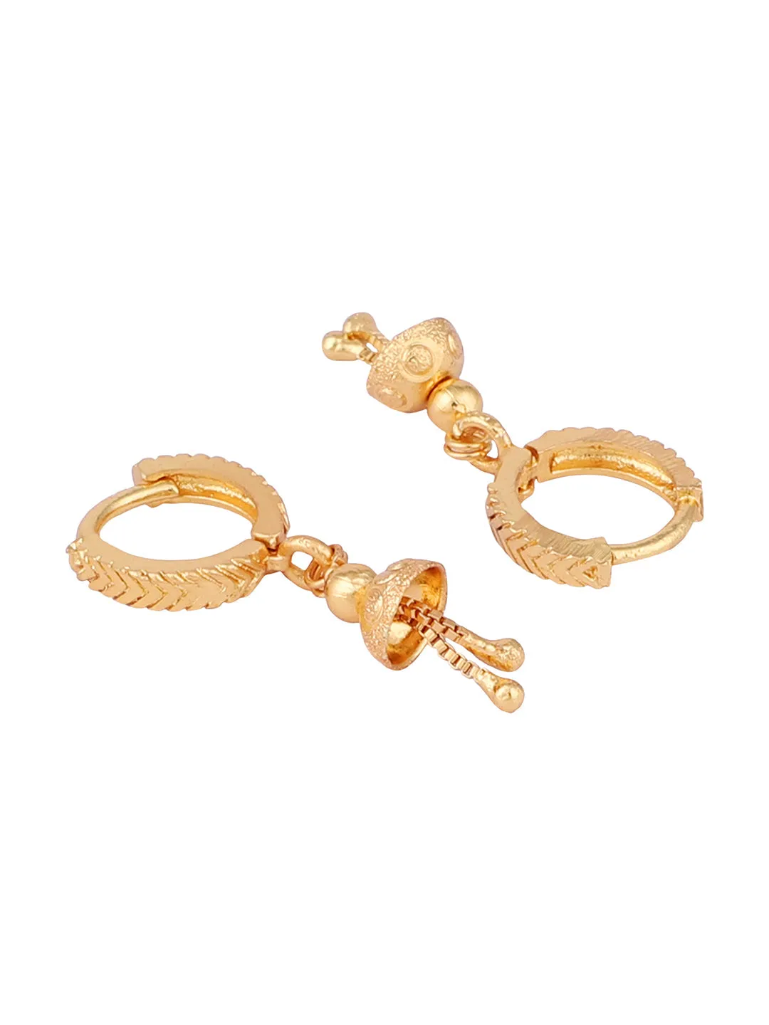 Decent Look Gold Plated Tasselled Lightweight Hoop Earrings - Anikas Creation