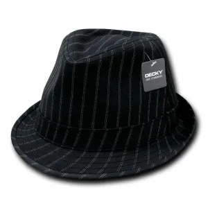 Decky Double Pin Stripe Pinstripe Black White Fedora Fedoras Hats