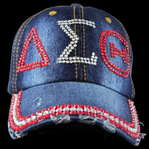 Delta Sigma Theta Sorority Denim Rhinestone Baseball Cap