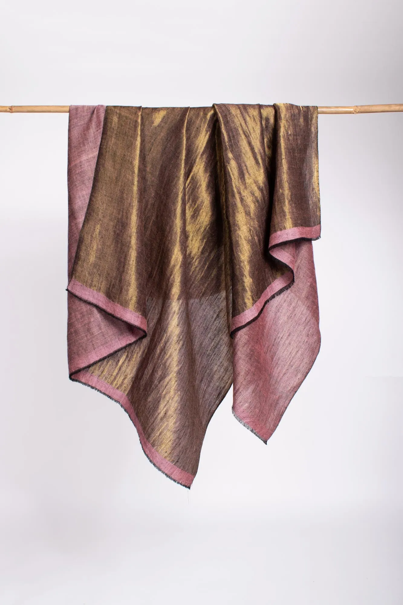 Dorukha Pink Gold Pashmina Handloomed Shawl - SOHO