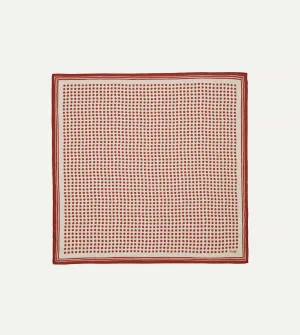 Ecru and Red Spots Print Silk-Cotton Bandana