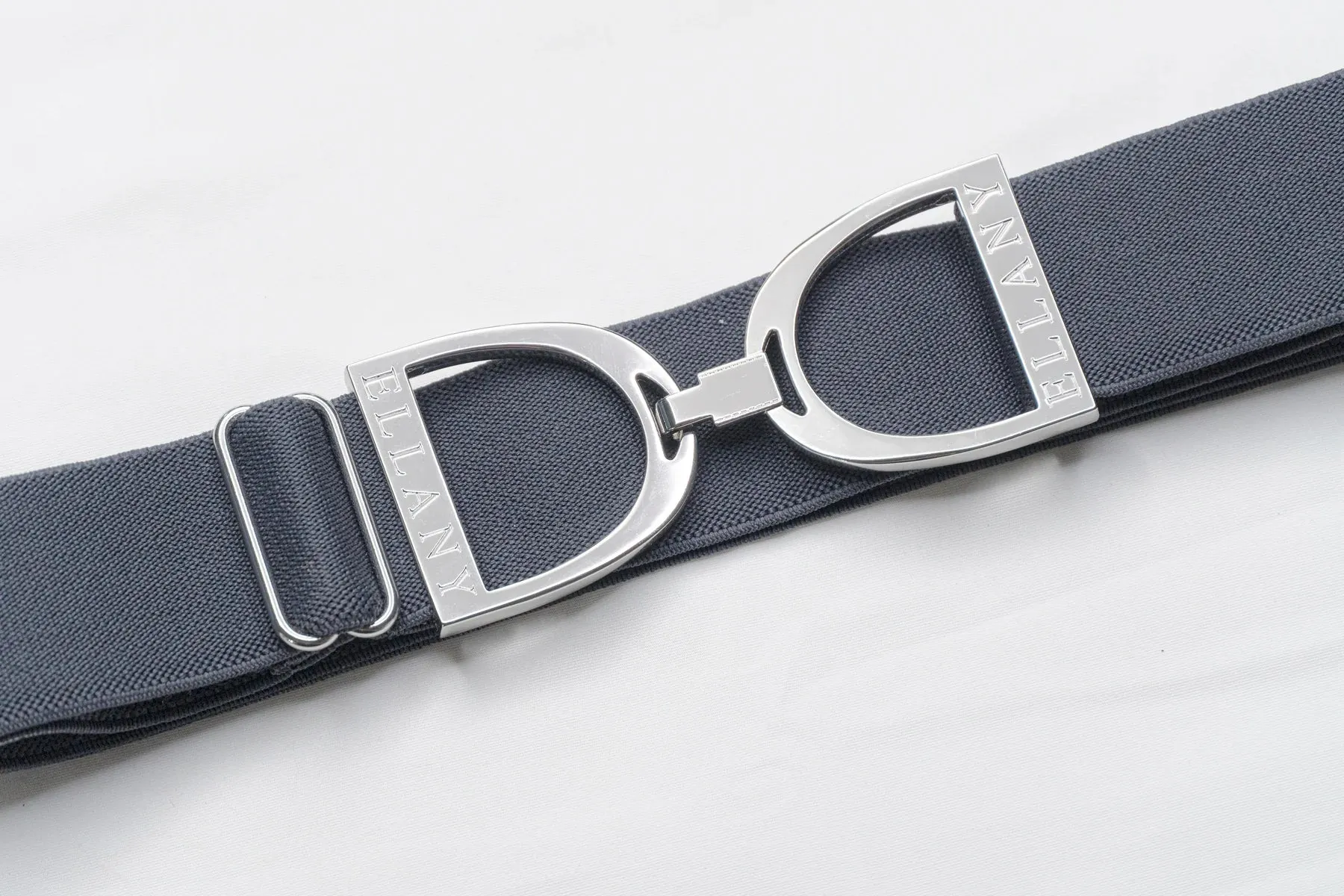 ELLANY - Denim - 1.5" Silver Stirrup Elastic Belt