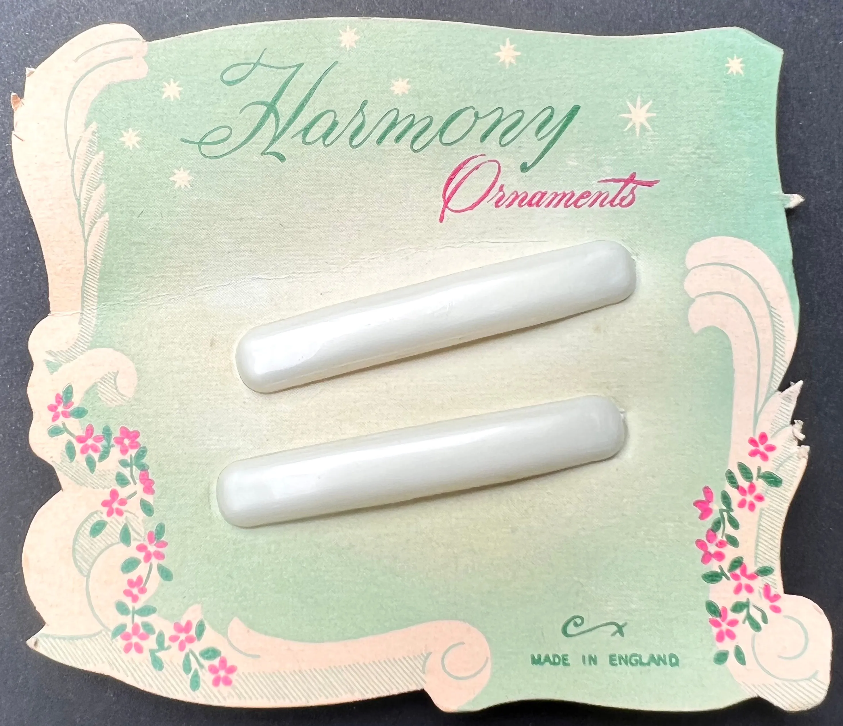 Evocative 1950s Pastel Hair Clips "Harmony Ornaments"