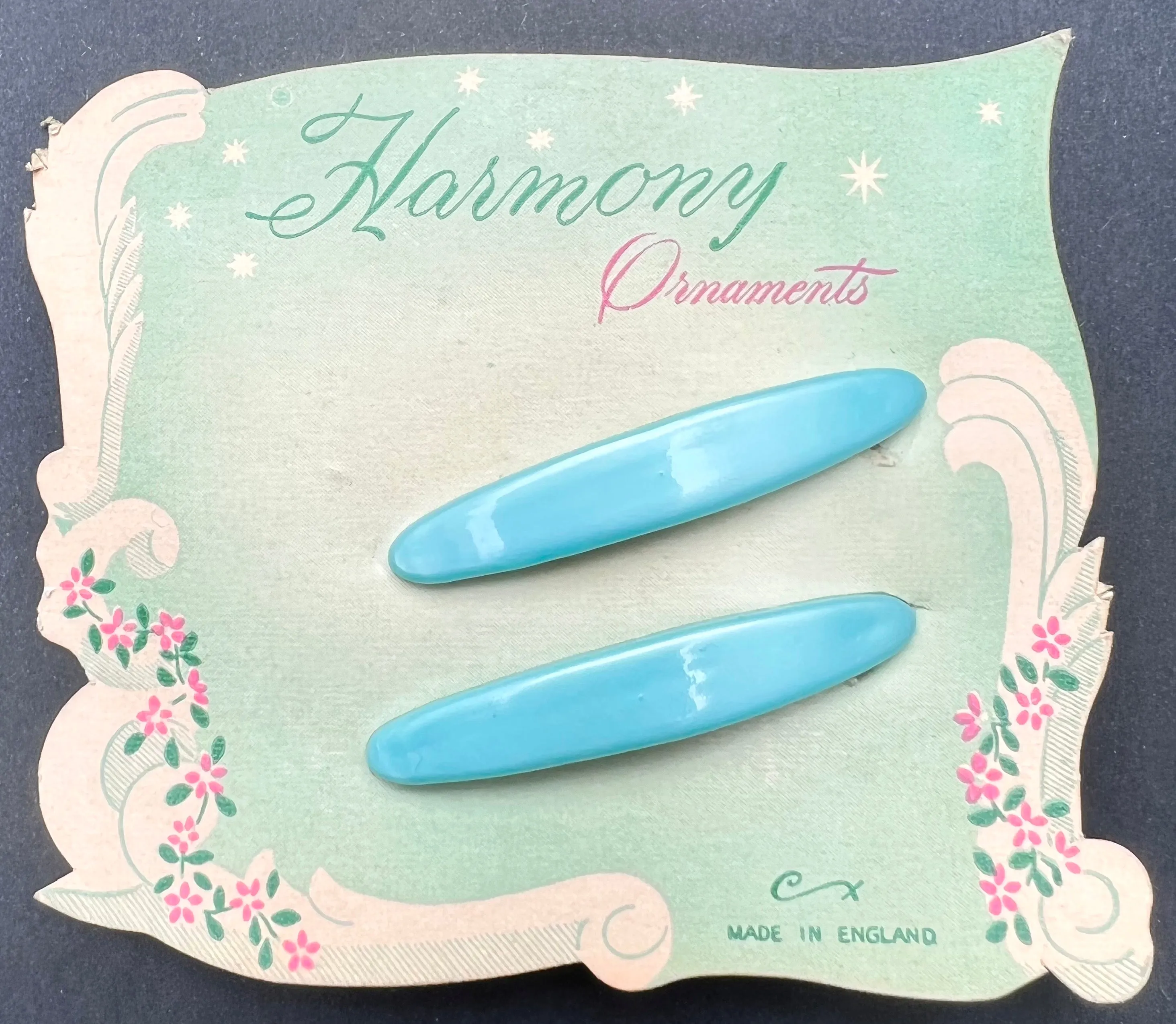 Evocative 1950s Pastel Hair Clips "Harmony Ornaments"