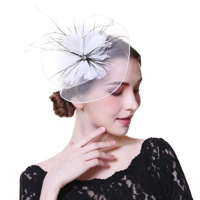 Fascinator Hat Flower Mesh Ribbons Feathers Fedoras Cocktail Tea Party Hat