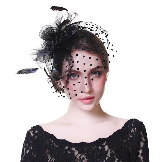 Fascinator Hat Flower Mesh Ribbons Feathers Fedoras Cocktail Tea Party Hat