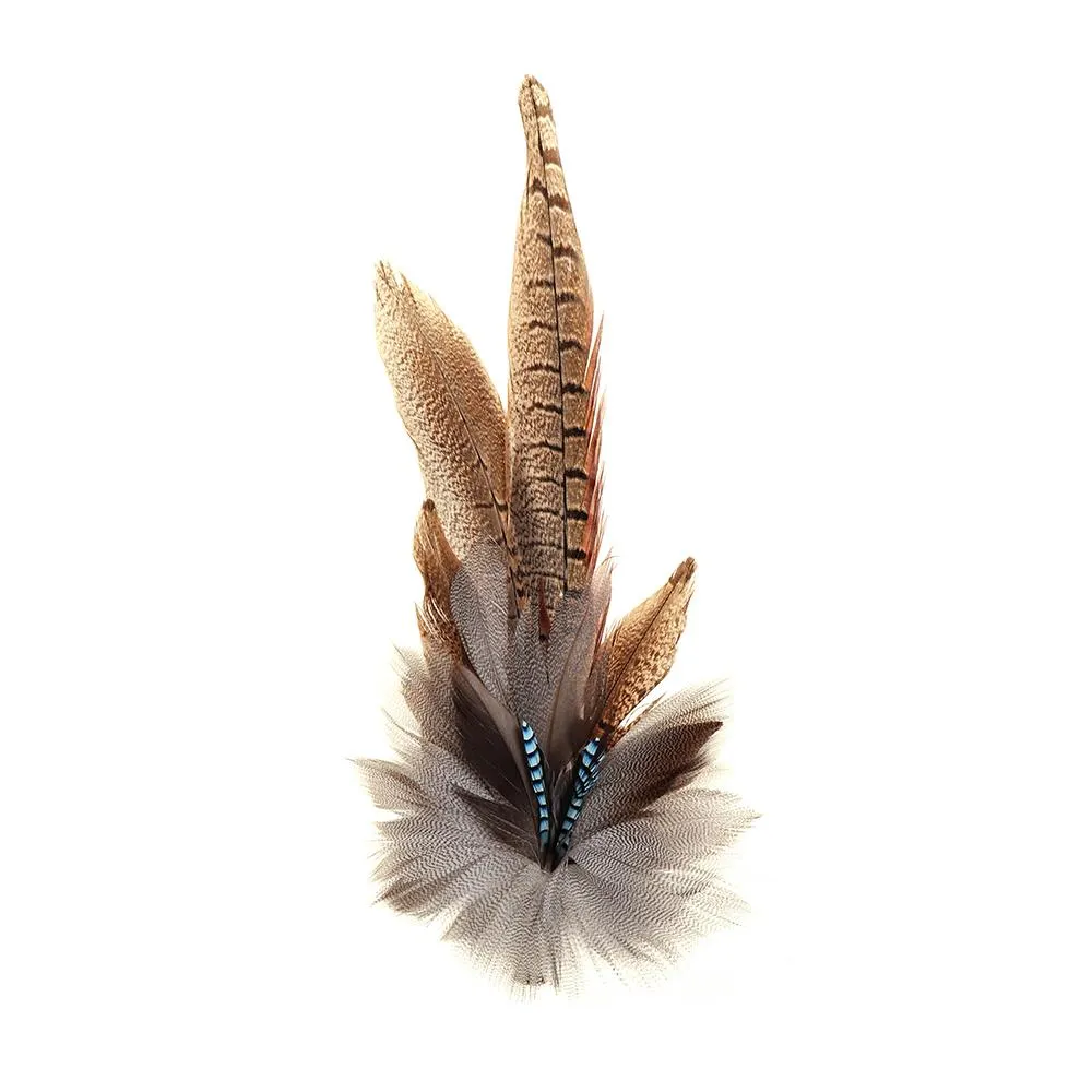 Feather Brooch: Pheasant & Blue Jay (Large)