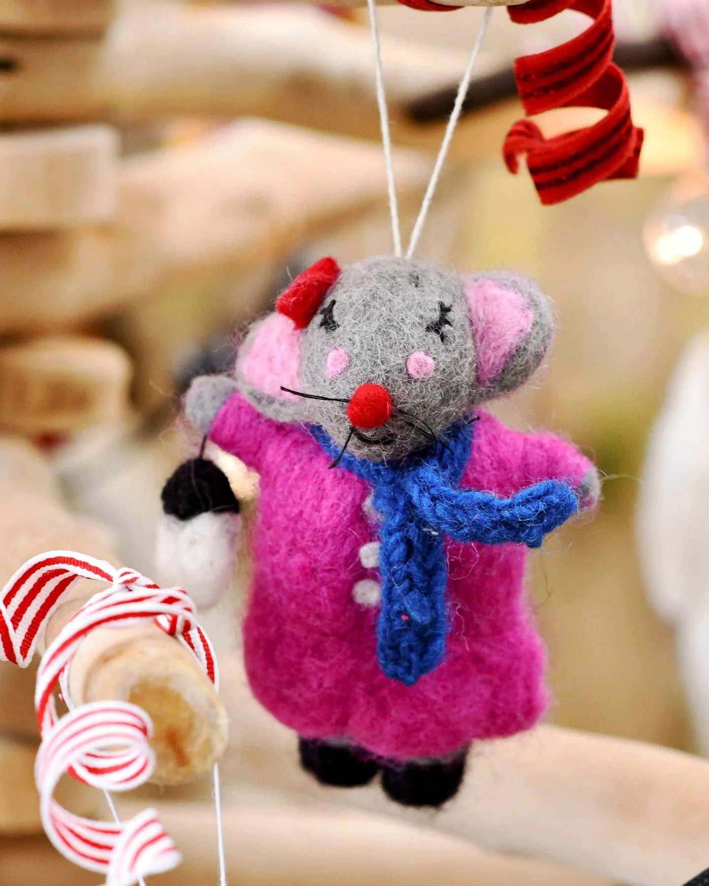 Felt Grey Mouse Ornament