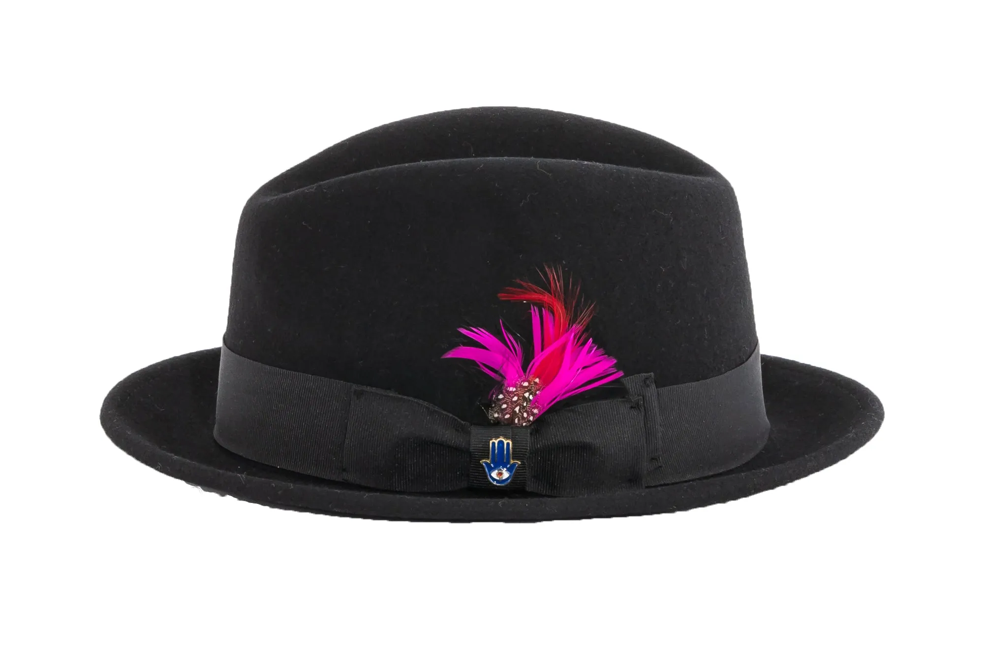 Ferrecci Brooks Soft 100% Australian Wool Felt Body With Removable Feather Fully Crushable Black Hat Great For Travel.