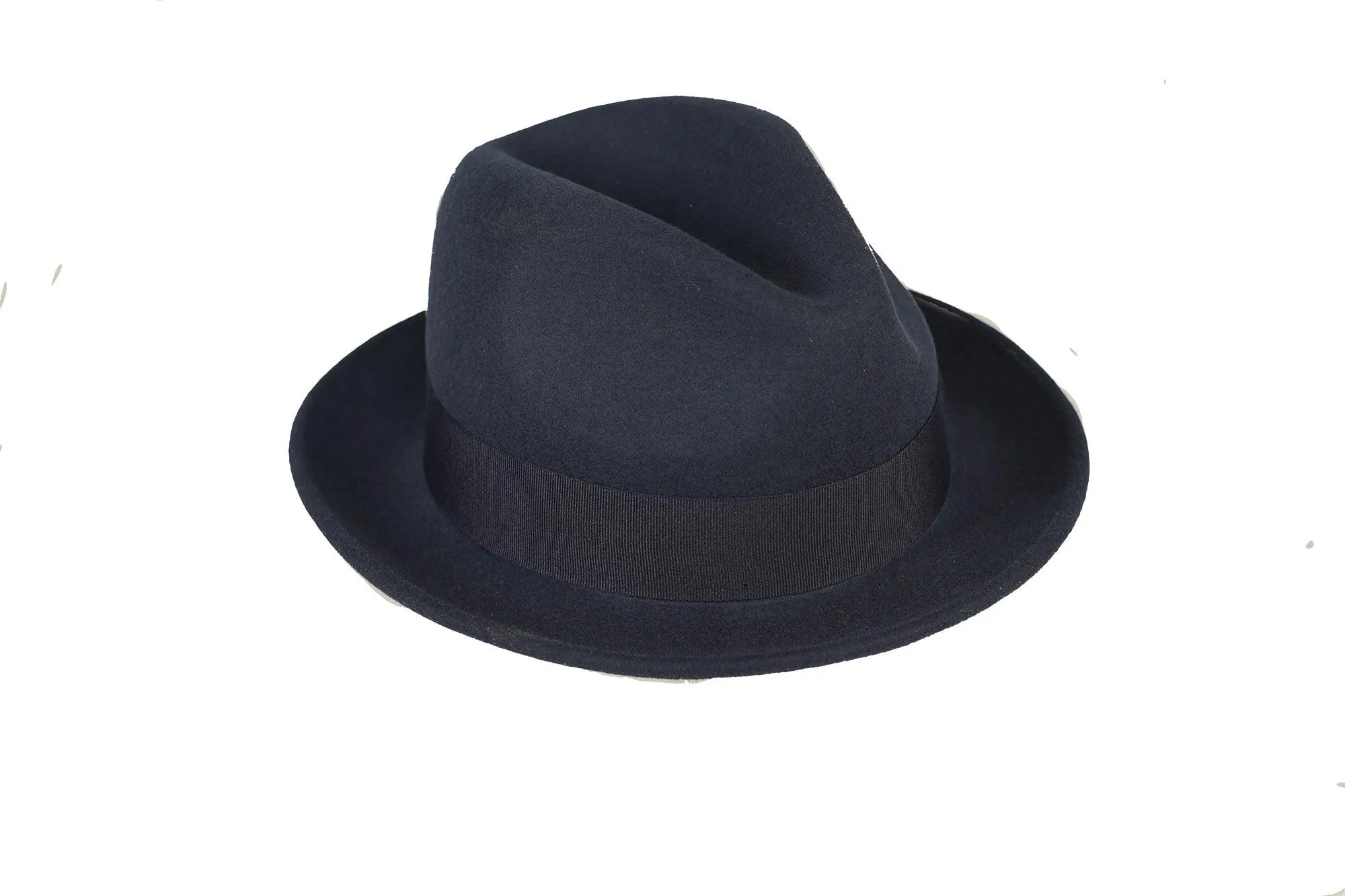 Ferrecci Brooks Soft 100% Australian Wool Felt Body With Removable Feather Fully Crushable Navy Blue Hat Great For Travel.