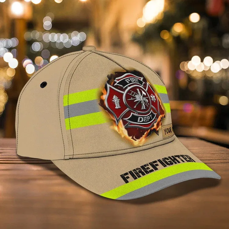 Firefighter - Personalized Name Cap For Firefighter, Gift for Dad in Firefighter's Day