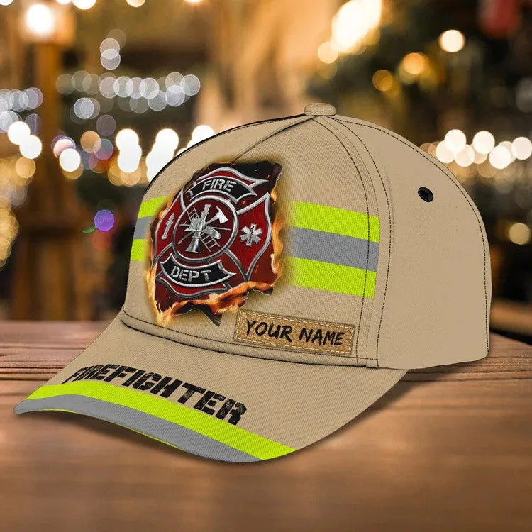 Firefighter - Personalized Name Cap For Firefighter, Gift for Dad in Firefighter's Day