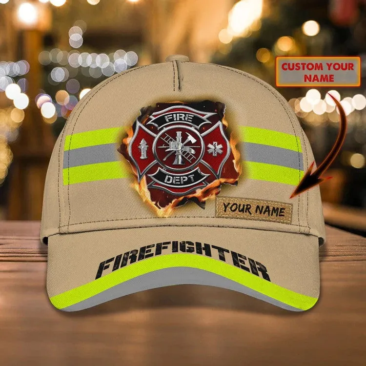 Firefighter - Personalized Name Cap For Firefighter, Gift for Dad in Firefighter's Day