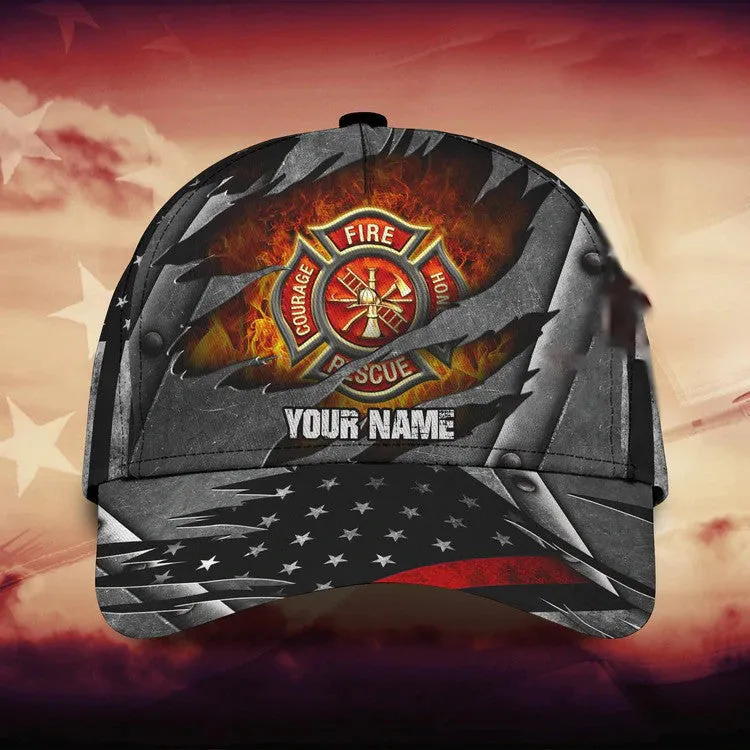 Firefighter - Personalized Name Cap For Firefighter, Gift for Dad in Firefighter's Day