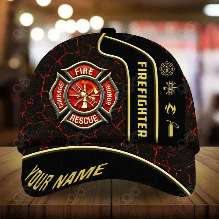 Firefighter - Personalized Name Cap For Firefighter, Gift for Dad in Firefighter's Day