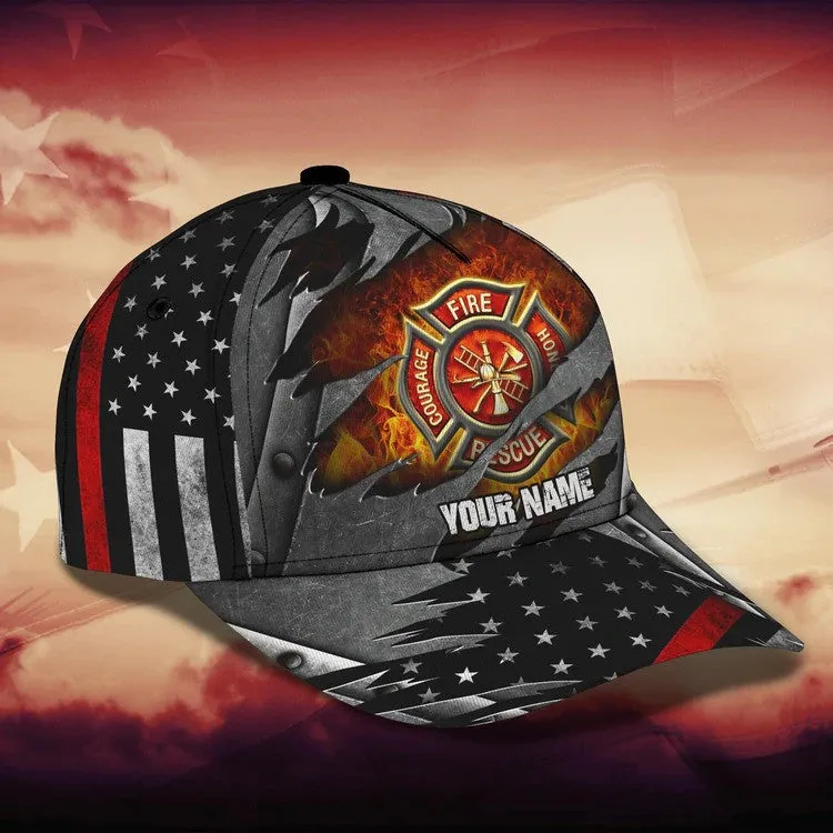 Firefighter - Personalized Name Cap For Firefighter, Gift for Dad in Firefighter's Day