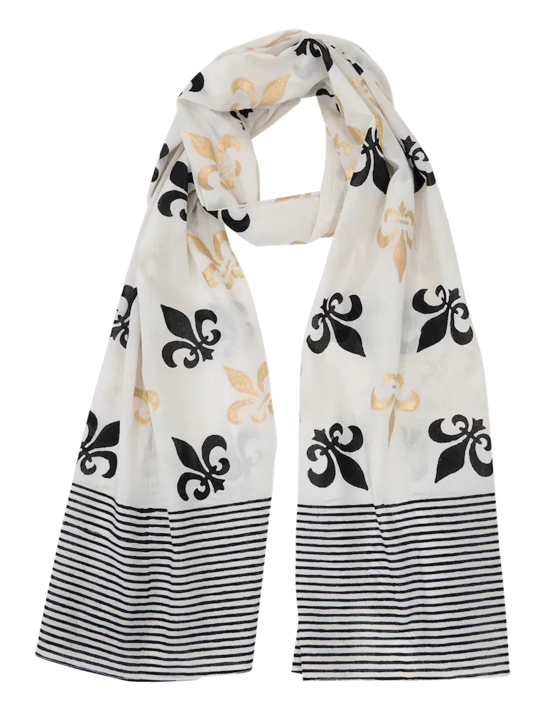 Fleur de Lis Scarf on White