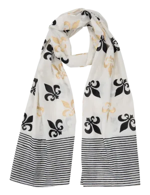 Fleur de Lis Scarf on White