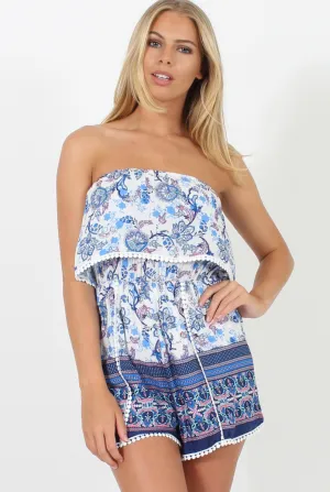 Floral Print Bandeau Playsuit - Nessa