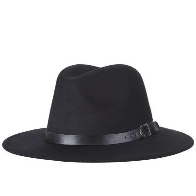 free shipping 2020 new Fashion men fedoras women's fashion jazz hat summer spring black woolen blend cap outdoor casual hat X XL