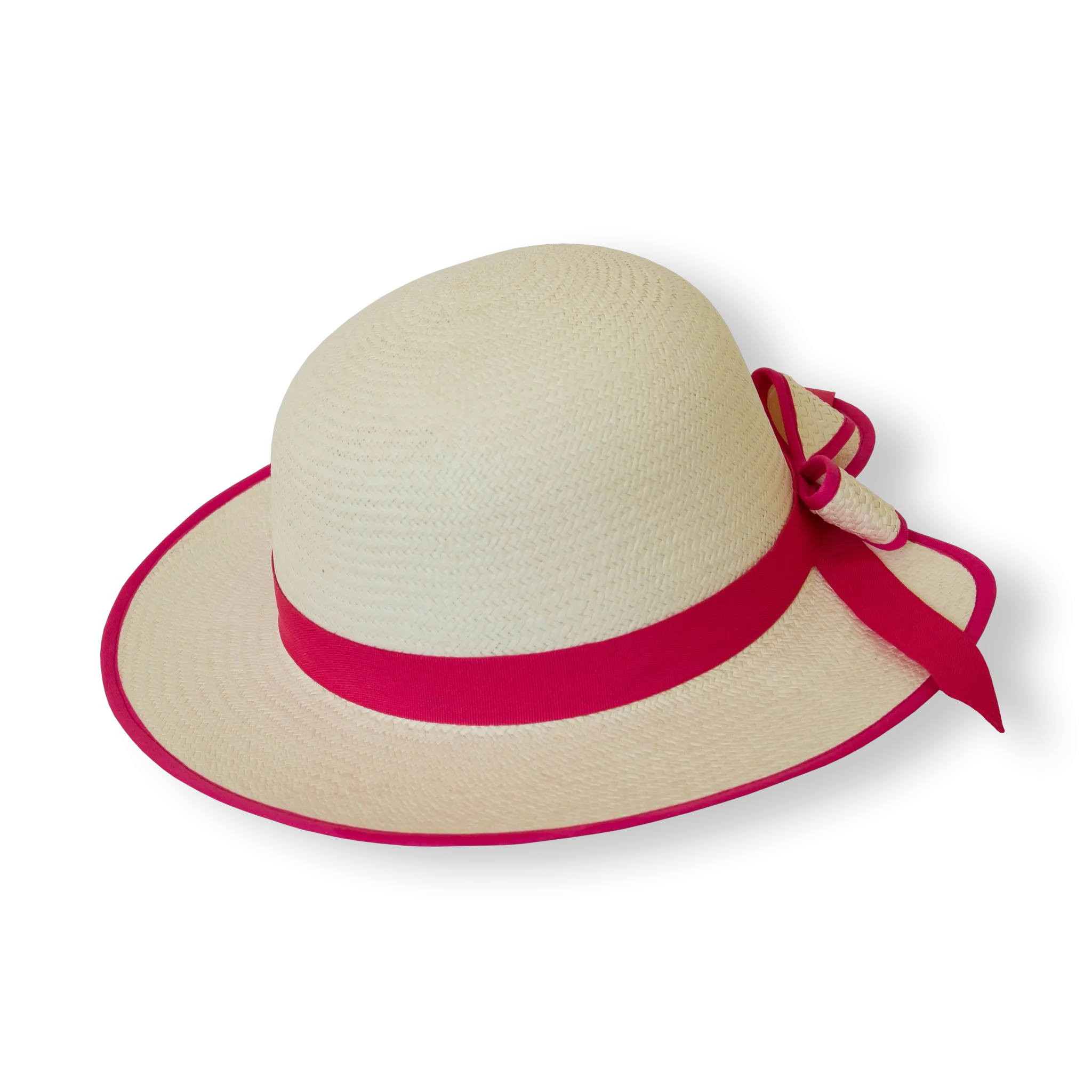 Girls Fedora Panama Hat - Hot Pink Band