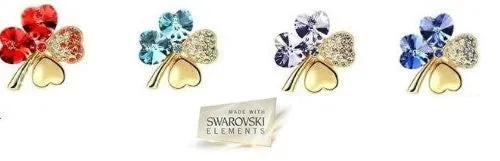 Gold Swarovski Shamrock Brooch