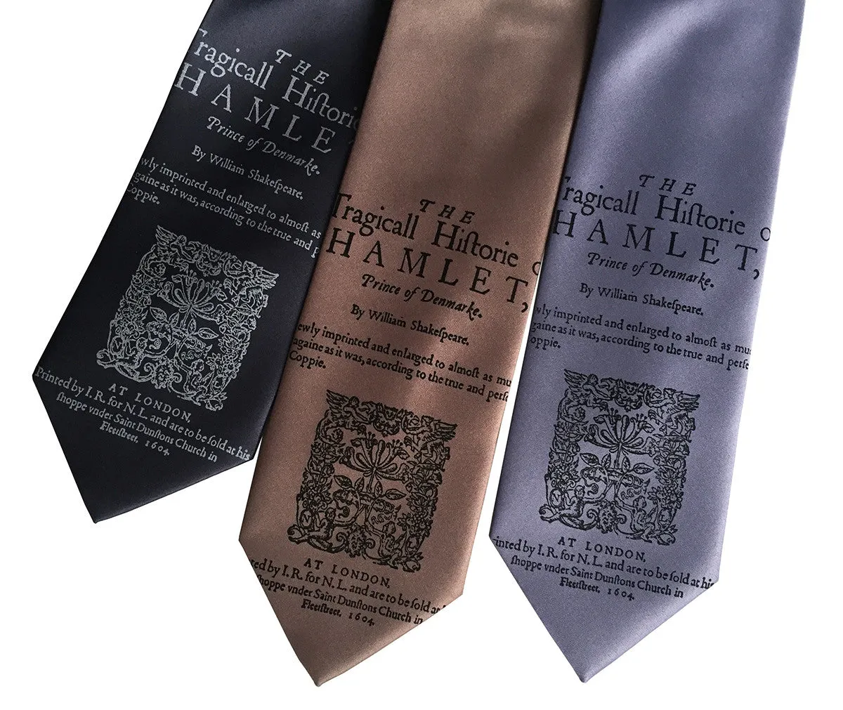 Hamlet Necktie, Shakespeare Print Silk Tie