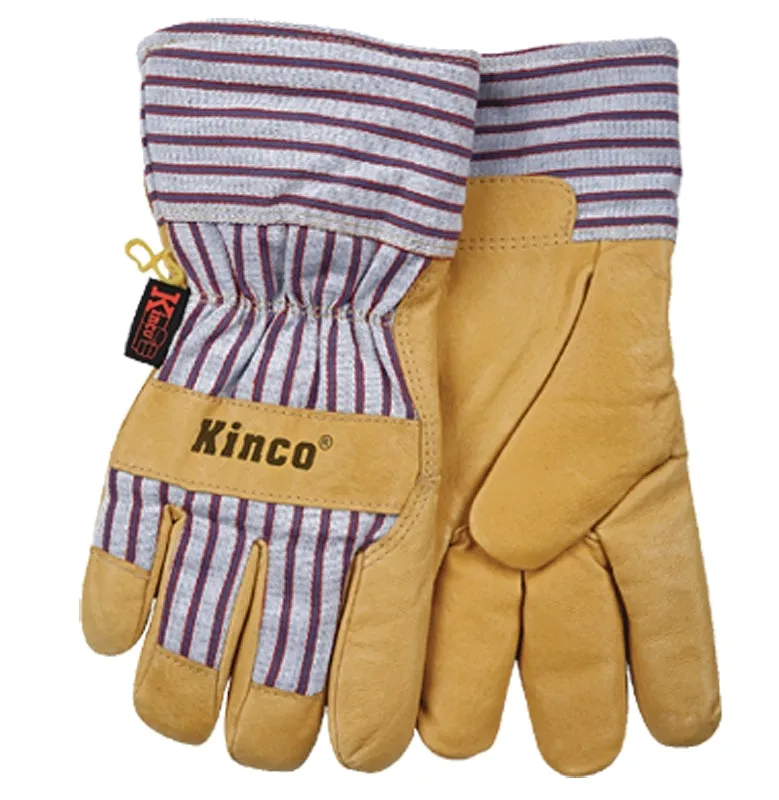 Heatkeep 1927-L Protective Gloves, Men's, L, 11-1/2 in L, Wing Thumb, Easy-On Cuff, Pigskin Leather, Palomino :PR: QUANTITY: 1