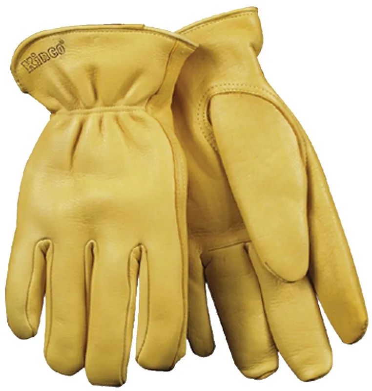 Heatkeep 90HK-XL Driver Gloves, Men's, XL, 10 in L, Keystone Thumb, Easy-On Cuff, Deerskin Leather, Yellow :PR: QUANTITY: 1