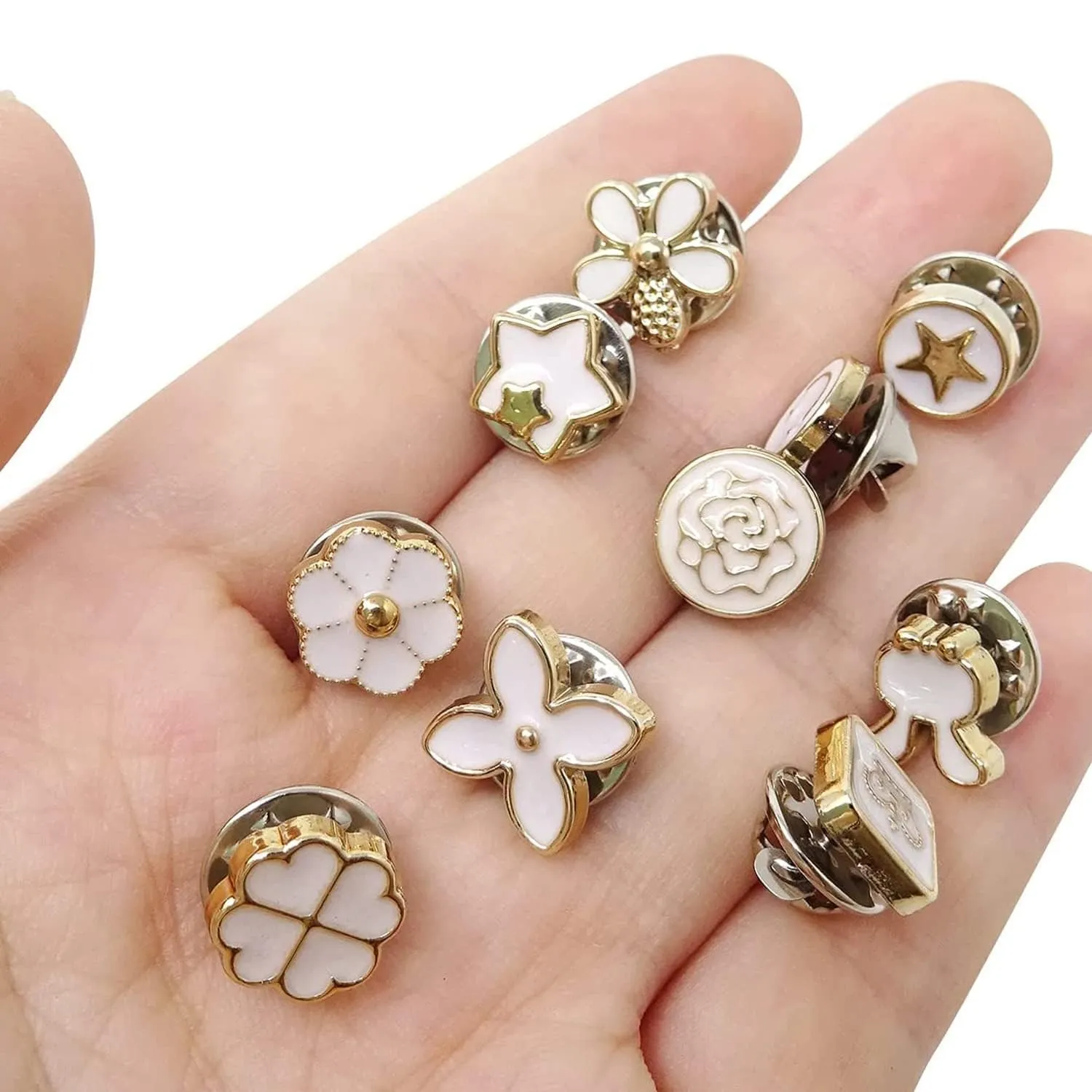 HEAVY DRIVER® 20pcs Brooch Pins for Women Cover Up Button Pins Instant Button Jeans Button Pins Women Shirt Safety Brooch Enamel Pins Modesty Pins Pearl Brooch Buttons for DIY Clothing Dress Coat