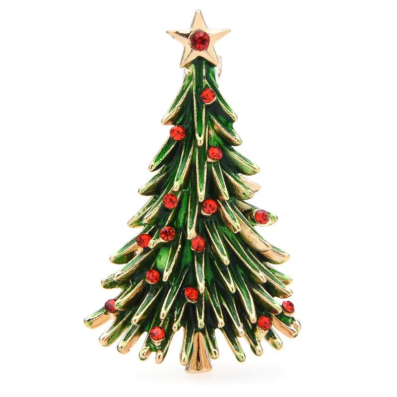 High-spirited Festive Christmas Tree Enamel Brooch Pins