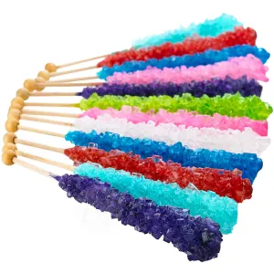 Kicko 6.5 Inch Crystal Rock Candy Stick - 1 Bag of Fruit-Flavored Lollipops for Party