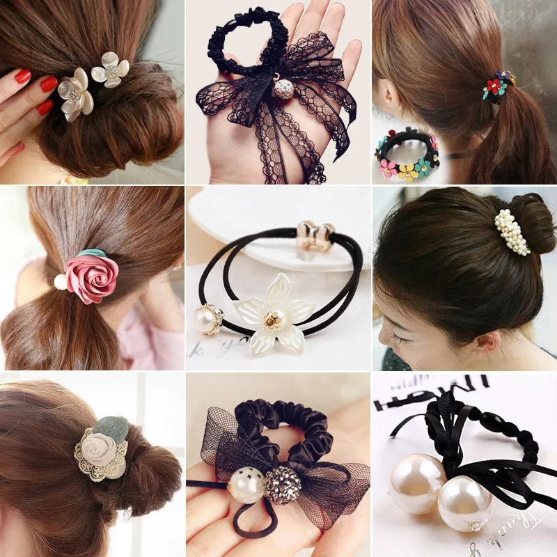 korean fashion women girls elastic hair rubber bands ties headwear ring rope accessories for women scrunchie ornaments wholesale