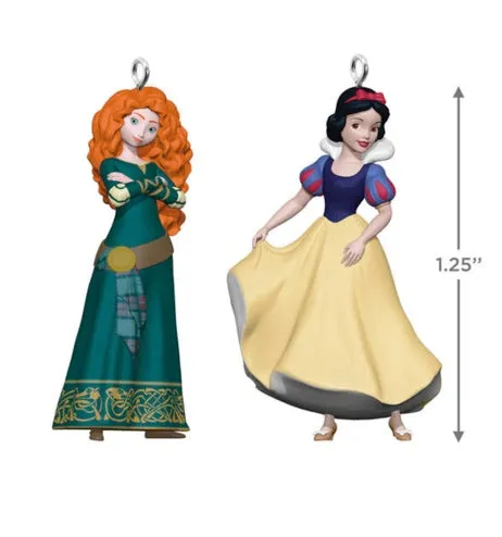 Mini Disney Princess Merida and Snow White Ornaments, Set of 2