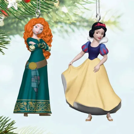 Mini Disney Princess Merida and Snow White Ornaments, Set of 2