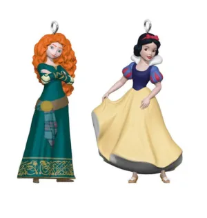 Mini Disney Princess Merida and Snow White Ornaments, Set of 2