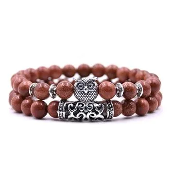 Natural Stone Intuitive Owl Bracelet