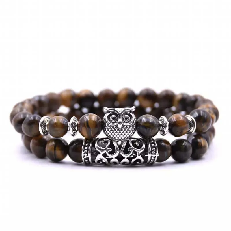 Natural Stone Intuitive Owl Bracelet