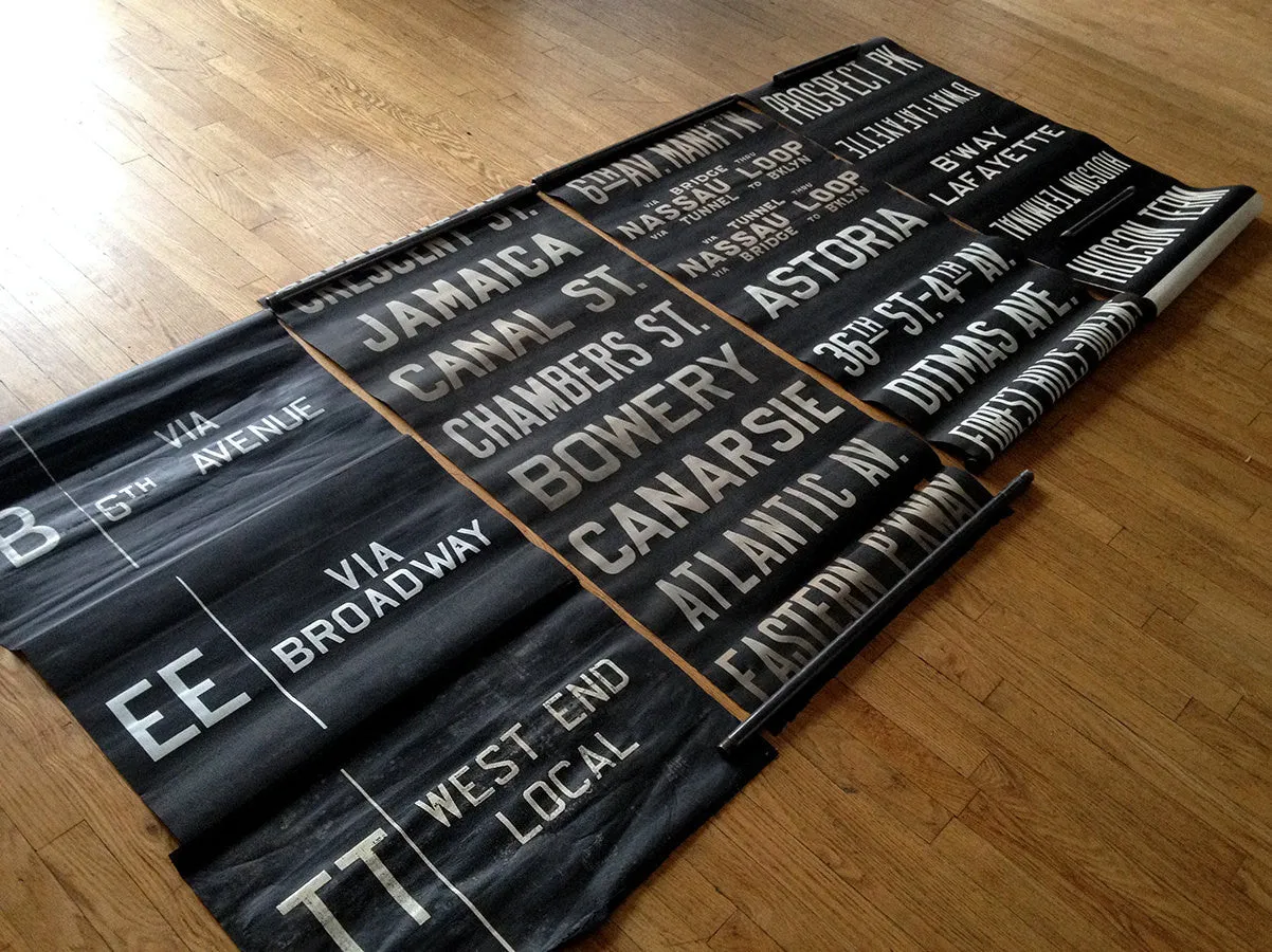 New York City Subway Pashmina Scarf. Brooklyn & Manhattan scroll sign.