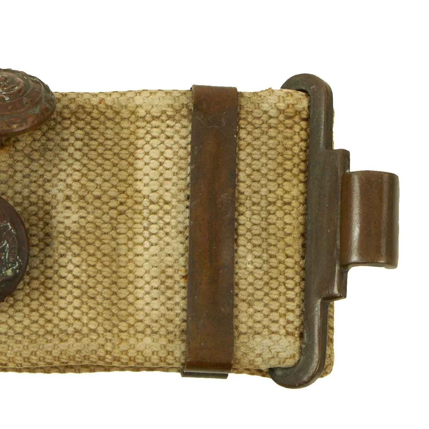 Original Australian WWI Souvenir P1907 Web Belt with 16 Attached Buttons, Badges & Insignia