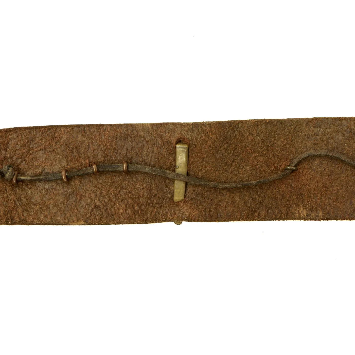 Original British WWI Souvenir Leather Belt with 16 Attached Buttons, Badges & Insignia