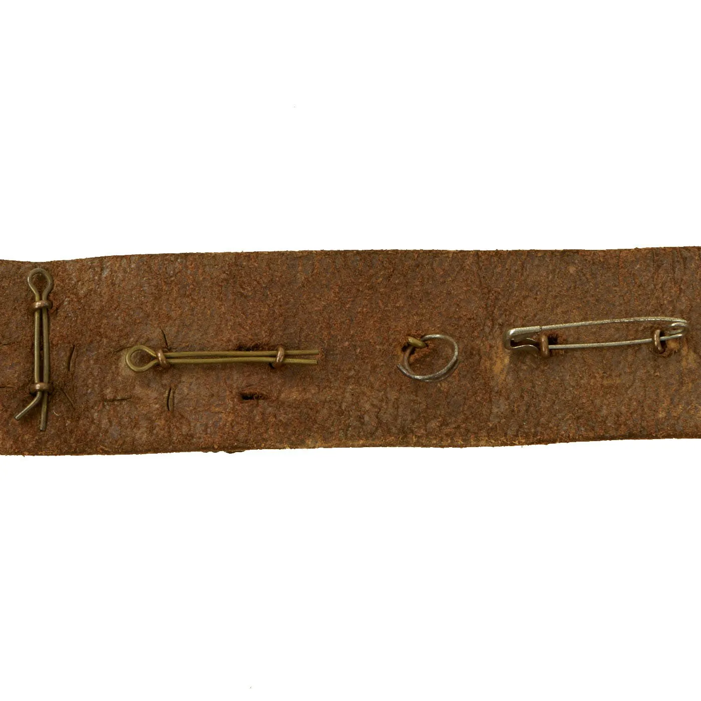 Original British WWI Souvenir Leather Belt with 16 Attached Buttons, Badges & Insignia