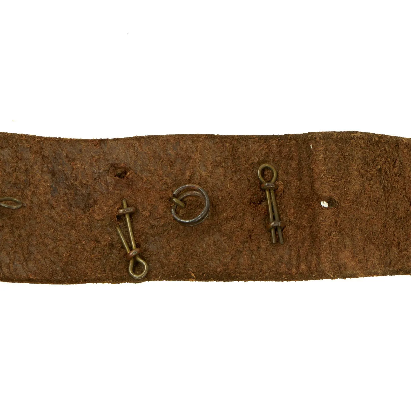 Original British WWI Souvenir Leather Belt with 16 Attached Buttons, Badges & Insignia