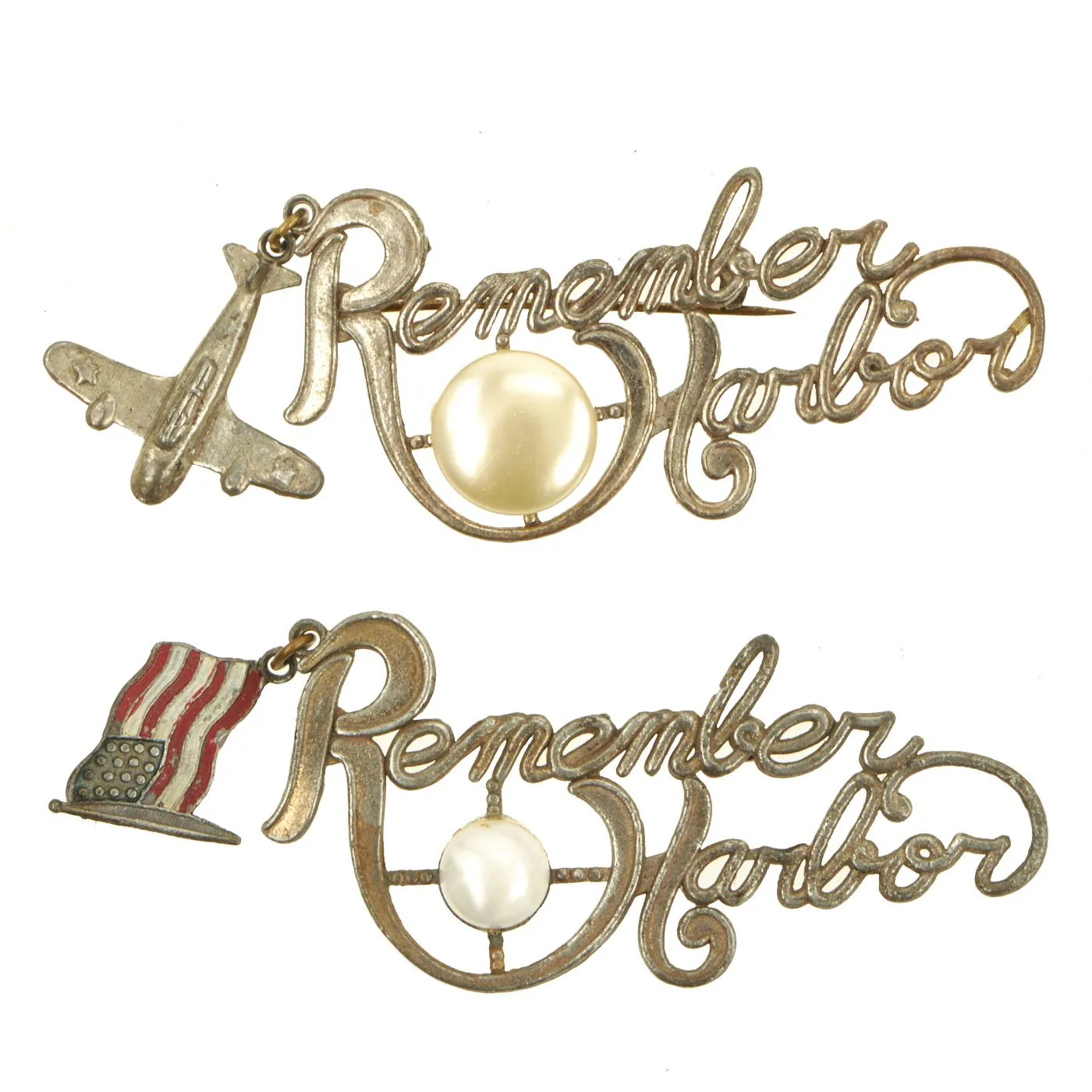 Original Collection of WWII U.S. “Remember Pearl Harbor” Patriotic Brooch Pins